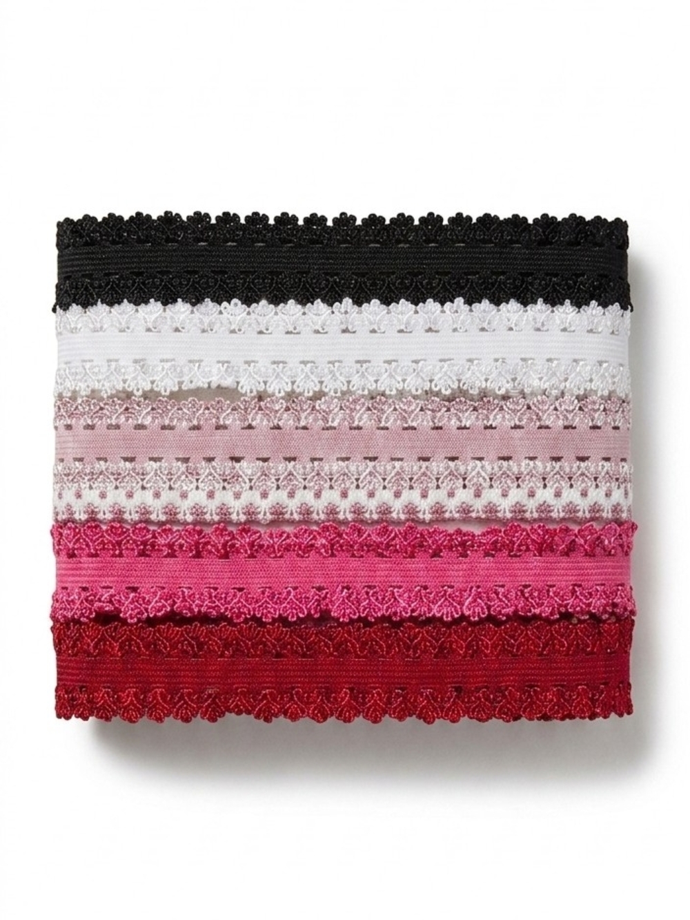 Babies Stretch Lace Headband Set 5 PC Black White Light Pink Hot Pink Red
